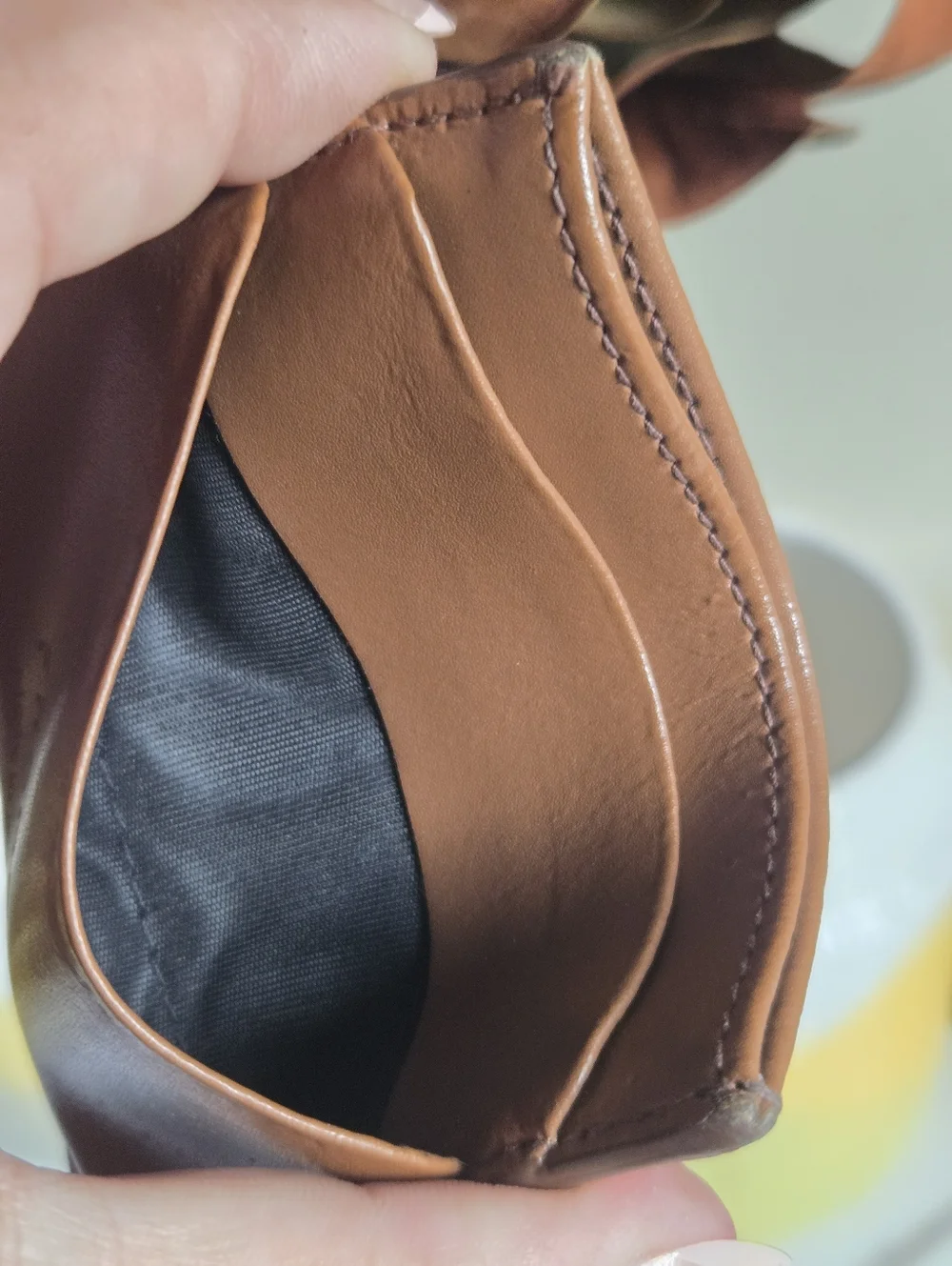 GUC Frame Brown Leather Slim Card Holder Wallet
